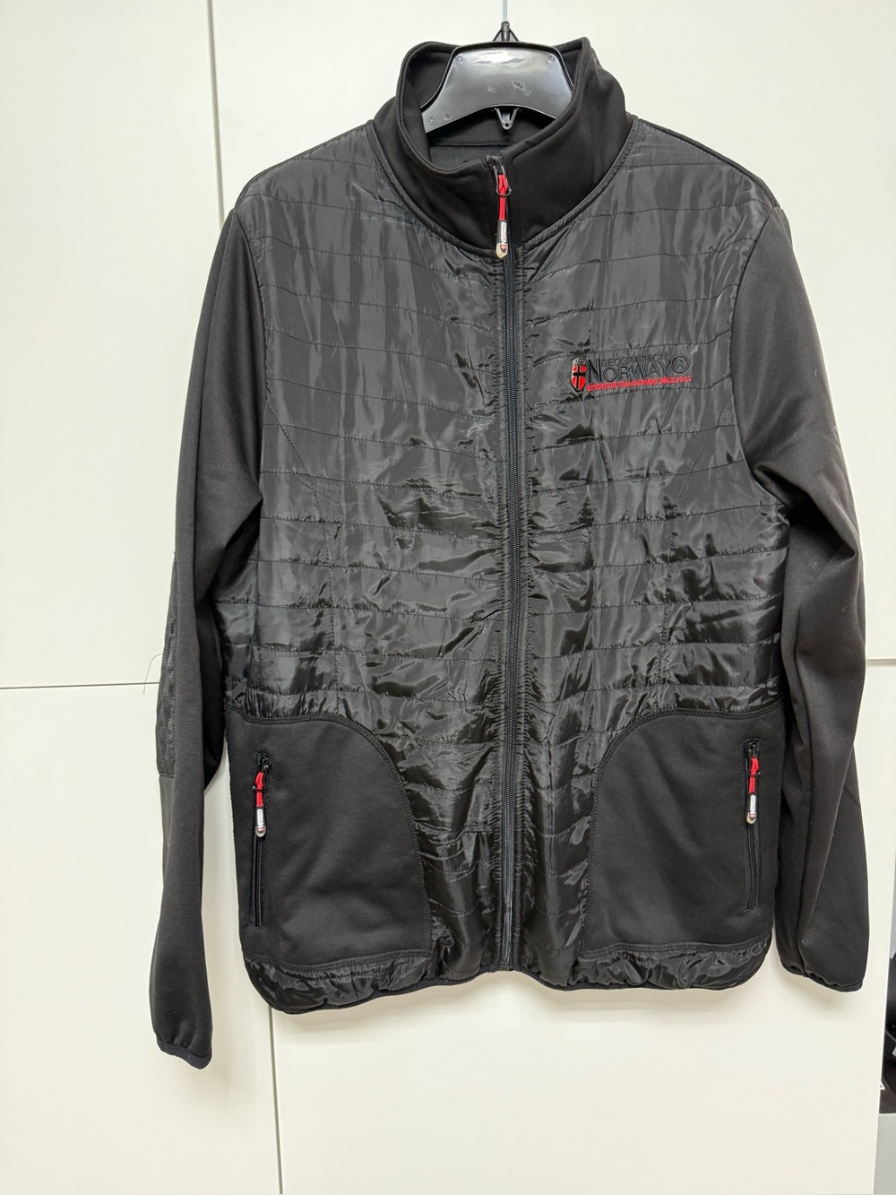 Men's Black Quilted Hybrid Jacket geographical Norway size L
